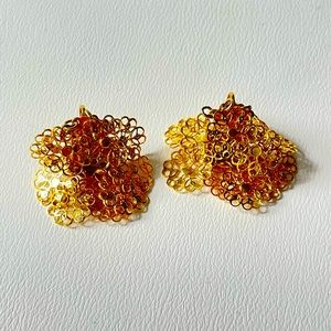 Coro Earrings, Gold Tone Vintage Screw Back Dangle Unique Design